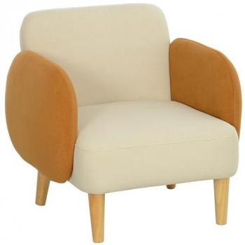 Homcom Sofá Individual “Elegancia” – Terciopelo Beige-Ocre, 72x87x82 cm, 120 kg