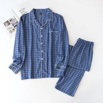 Pyjama maison long-mains homme – ensemble pantalon + chemise Viscose, grande taille