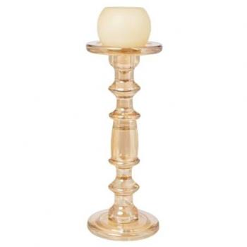 Gold Kerzenbehälter Romimex – 13 × 35 × 13 cm Glas