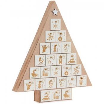 Pure White Wooden Tree-Shaped Advent Calendar with Drawers