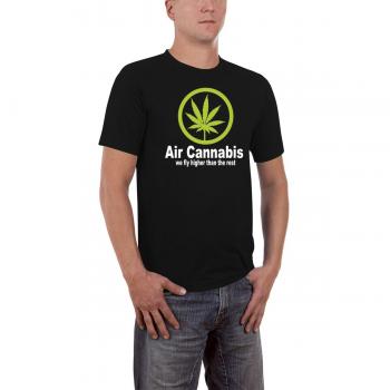 Touchlines SlimFit Herren T-Shirt We Fly Higher – Air Cannabis, Schwarz, XL (SF143)