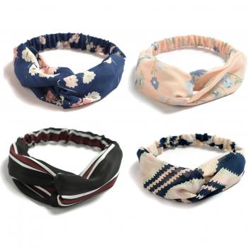 Cross-Pattern Boho-Haarband für Frauen – elastische Blumendetails