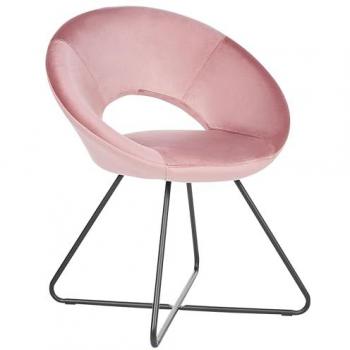 Poltrona Velluto Rosa con base a croce nera