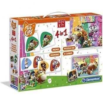 Clementoni 18047 Spielset 4‑in‑1 – 44 Katzen, Bunte Edition