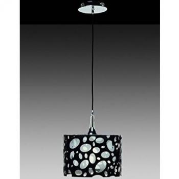 Diyas Inspired Lighting Lupin Pendant E27, Gloss Black/White Acrylic/Polished Chrome, CFL Lamps INCLUDED