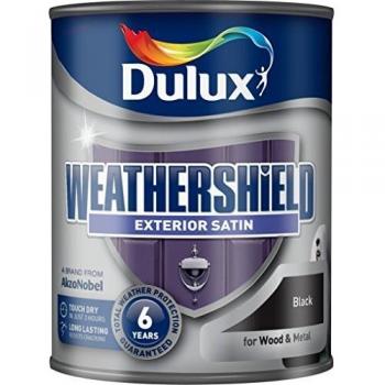 Dulux Weathershield Weatherproof Satin Paint Black 750ml