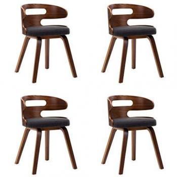 Sillas de Cocina 4 Piezas Madera y Tela Gris Oscuro