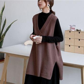 LANMREM 2022 Spring Solid Color Loose Fit Knit Sweater