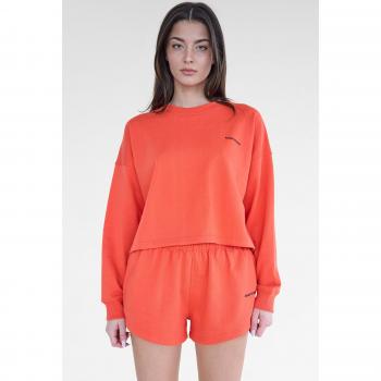 Kaiia Studio Women's Orange Cropped Hoodie with Pocket and Long Sleeves