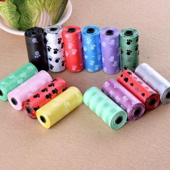 Dog Poop Bags 10 Rolls 150 pcs in Green Black Orange Pink