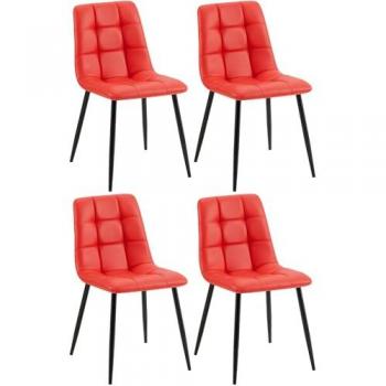 Set de 4 sillas de comedor Antibes en cuero sintético Rojo