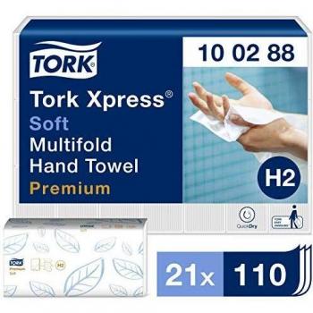 Tork Xpress Interfold Hand Towel H2 White 110 Sheets Pack of 21 100288