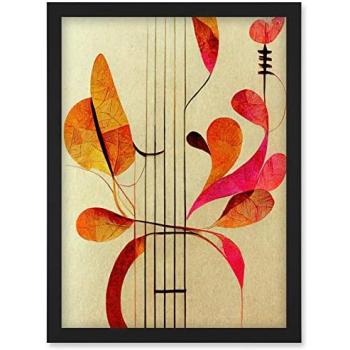 Pink & Copper Autumn Leaves with Musical Staff Wall Art
