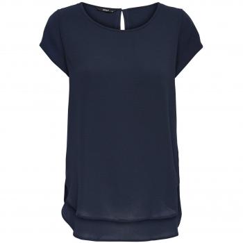 ONLCASA LUX S/S TOP WVN. BLUSA MUJER MANGA CORTA DETALLE HOMBRO. (40, AZUL OSCURO)