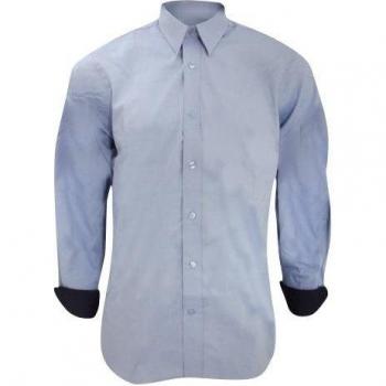 Kustom Kit Mens Long Sleeve Contrast Premium Oxford Shirt M light blue/Dark blue
