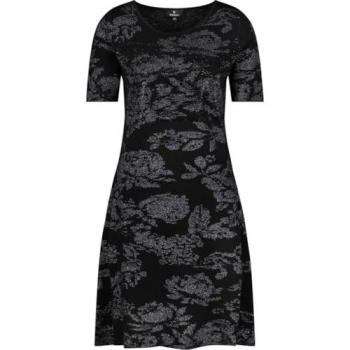 Monari Damen Strickkleid, glitzerndes Blumenmuster