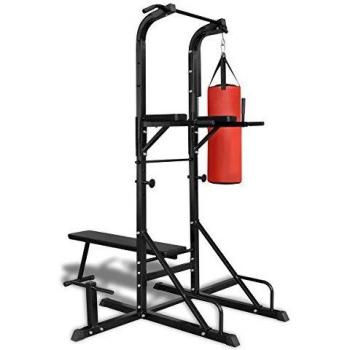 Fitness Power Tower Combo mit Trainingsbank und Boxsack