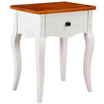 White and Brown Nightstand 40x30x50 cm Solid Pine Wood