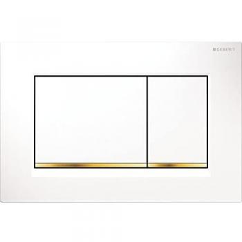 Geberit Trigger Plate for Dual Flush Toilet sigma30, 115.883.KK.1, White/Gold