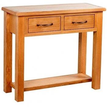 Mesa de Madera Roble con Dos Cajones, Dimensiones 83×30×73 cm