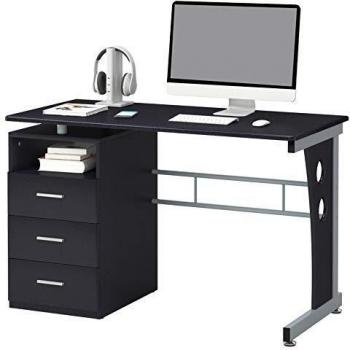 SixBros. Home Office Schreibtisch, 3 Schubladen, schwarz, 120 x 58 cm S-352/2072