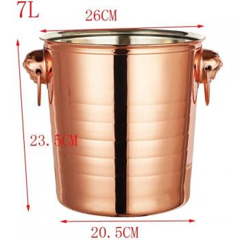 Gold Stainless Steel Ice Bucket with Tiger Head Design