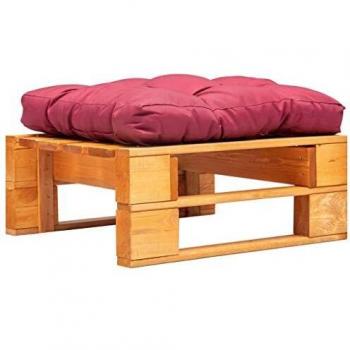 Réserve de pieds en bois VidaXL – Palette de jardin avec coussin brun-rouge