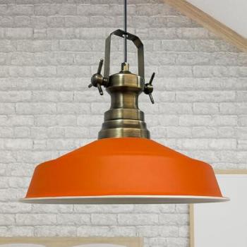 Suspension Vintage Métal Orange E27 Ø41 cm
