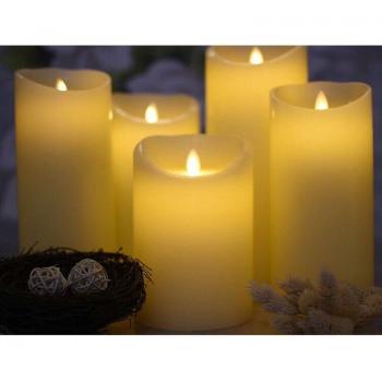 5-Pack LED Pillar Candles with Remote and Moving Wick