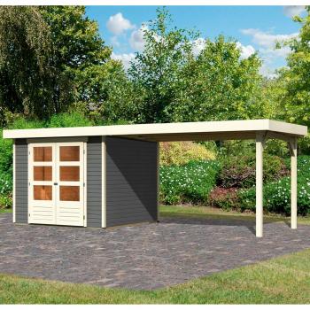 Gartenhaus KARIBU „Arnis 3,5“ – Grau – ohne Rückwand und Seitenwand