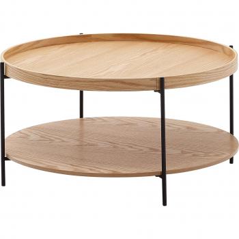 FineBuy Couchtisch 78x78x40 cm Sofatisch Holz / Metall Wohnzimmertisch Eiche, Design Stubentisch Modern Rund mit Ablage, Holztisch Kaffeetisch, Tisch