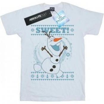 Disney Frozen Olaf Sweet Christmas T-Shirt – Herren/Damen, M, weiß, Baumwoll-Boyfriend-Style