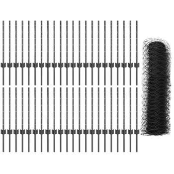 Sistema de Valla Acero Gris 11 Postes 60cm