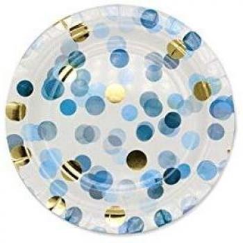 Piatti Decorativi Coriandoli Celeste 18 cm 8 PZ