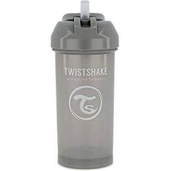 Gobelet d'Apprentissage Twistshake 360 ml avec Paille Antifuites Gris Pastel +6 mois