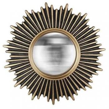 Miroir Convex Solaire Noir Doré 20 cm – Éclat Moderne