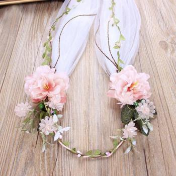 Couronne de mariée rose baroque