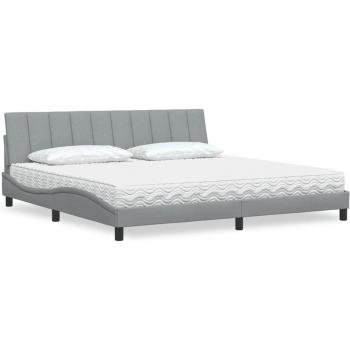 Lit 200x200 cm avec matelas en tissu gris clair vidaXL
