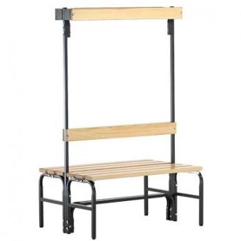 Banquette de vestiaire en bois avec cadre anthracite, dimensions 1650x1015x725mm