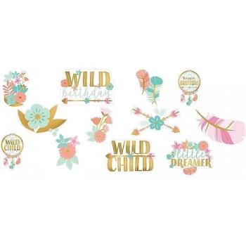 Amscan Tarjetas de Cumpleaños Recortadas (Paquete de 12) Niña Boho