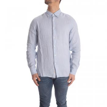 Camicia Uomo WOOLRICH Blu Lino Casual