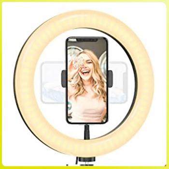 Aro de Luz LED 26 cm com Tripé de 210 cm e 3 Cores de Luz
