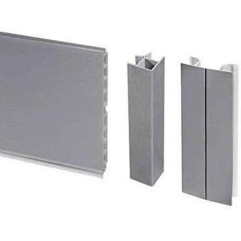 Zoccolo per cucina Plasline, 2 barre, altezza 150 mm, lunghezza 2,35 m, anodizzato satinato, con accessori