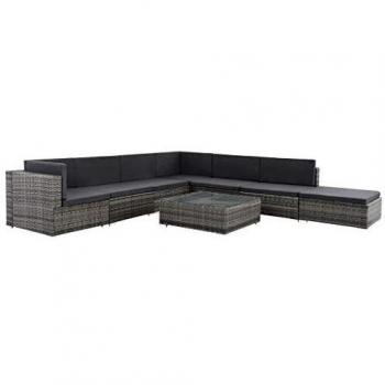 VidaXL Garten-Lounge-Set in elegantem Grau aus Poly Rattan