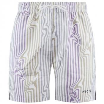 X-Large White/Lilac Striped Swim Shorts by NICCE