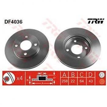 Trw Disco freno Ford Fiesta V/Focus/Mazda 2 T.T (98->) 1.3 Df4036