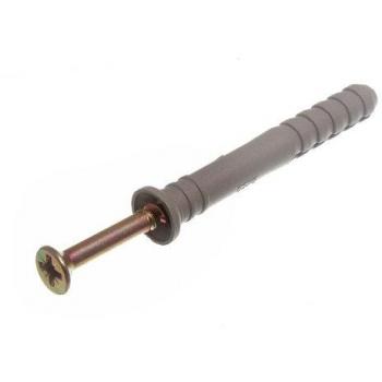 Industrial Strength Hammer Fixing Solution with Nylon Wall Plug, Thread Size M8 x Length 60mm (100 Count)