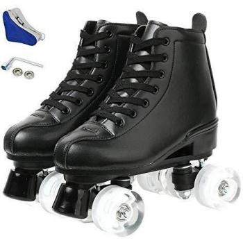 KALINU Women's Black Roller Skates with No Flash Wheel