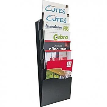 Contenitore Brochures 7 Compartimenti in Metallo Scuro