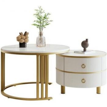 Coffre-lit double 160x200 cm REDOM avec sommier et tiroirs, éclairage LED couleur – rangement sous le lit – finition blanche PU